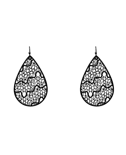 Brass Teardrop Filigree Earring - 2.25"