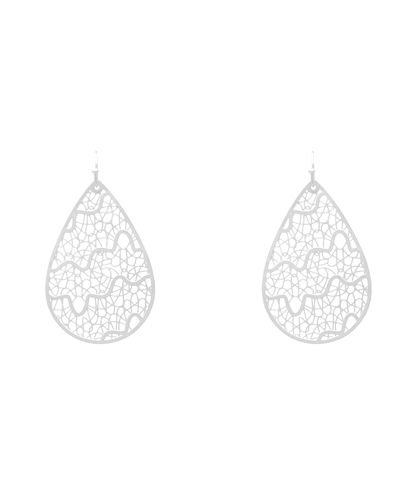 Brass Teardrop Filigree Earring - 2.25"