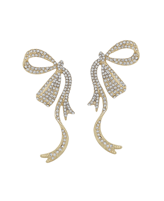 Ribbon Pave Crystal Earring