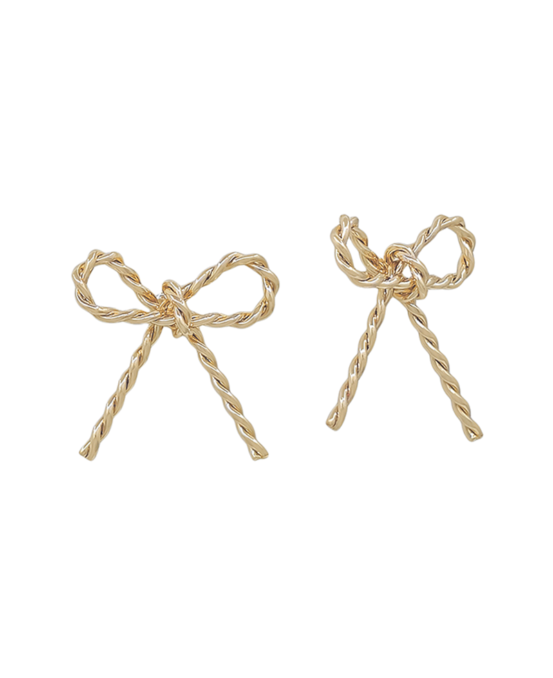 Knot Textured Metal Ribbon Earring