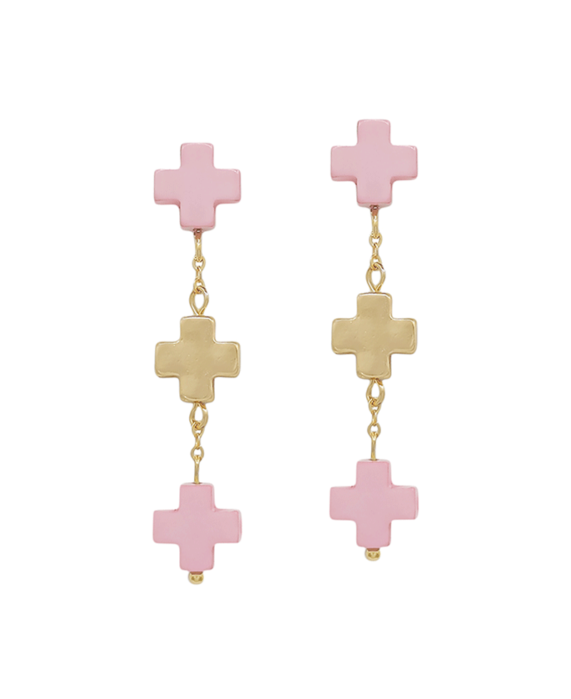 Colored & Metal Cross Post Earring