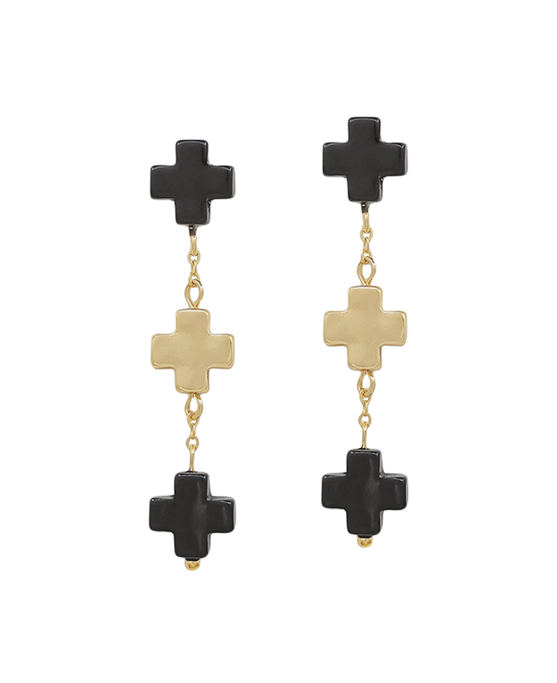 Colored & Metal Cross Post Earring