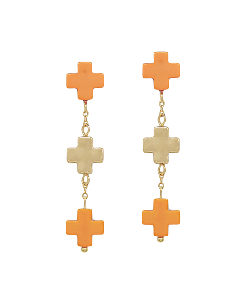 Colored & Metal Cross Post Earring