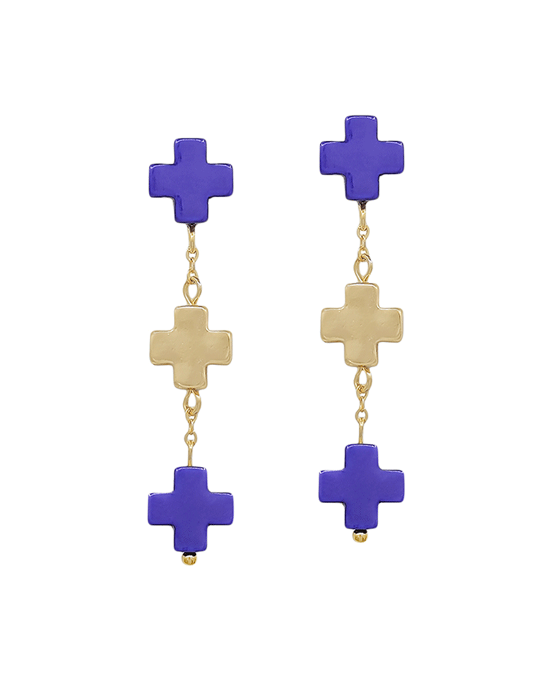 Colored & Metal Cross Post Earring