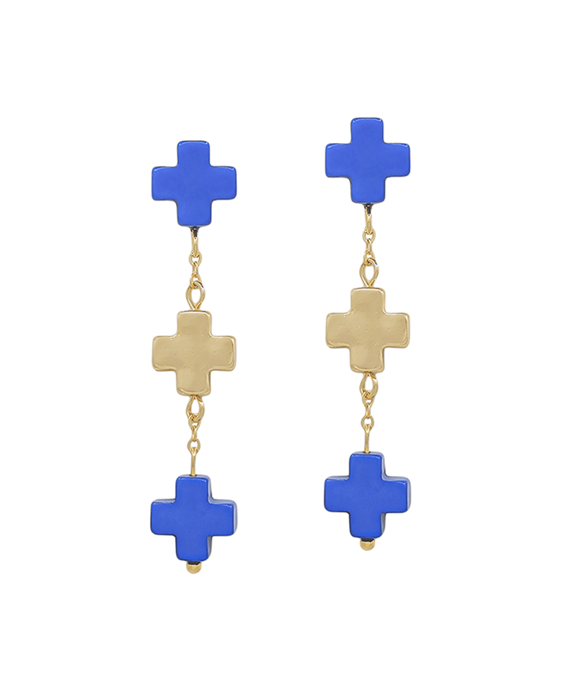 Colored & Metal Cross Post Earring