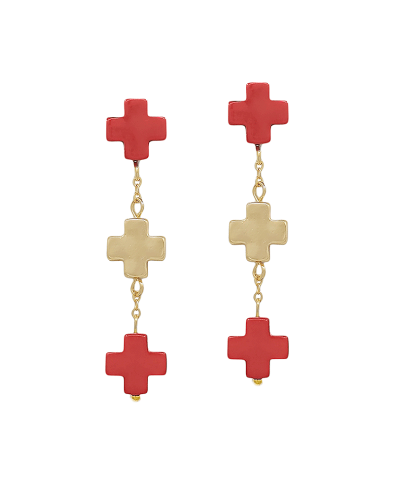 Colored & Metal Cross Post Earring