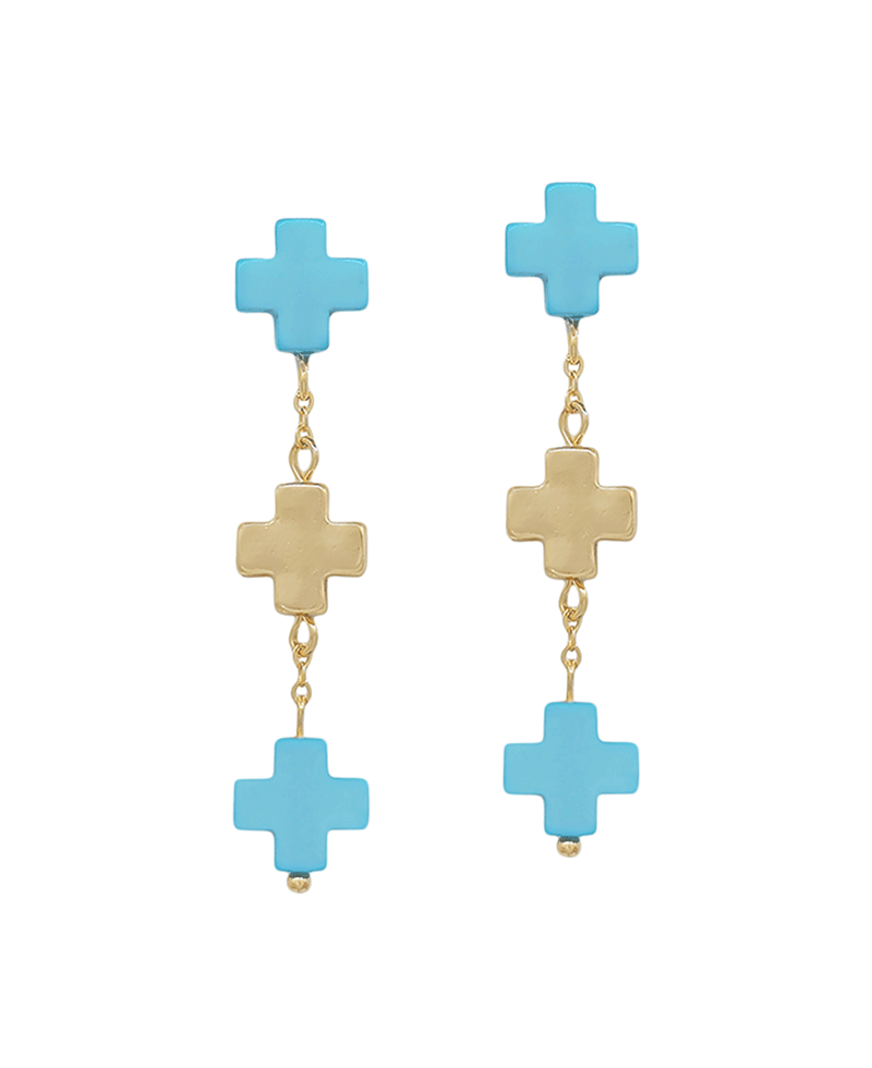 Colored & Metal Cross Post Earring