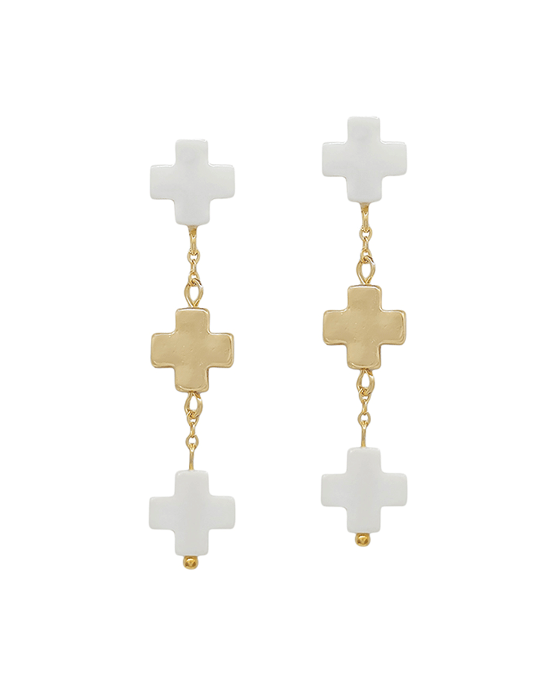 Colored & Metal Cross Post Earring