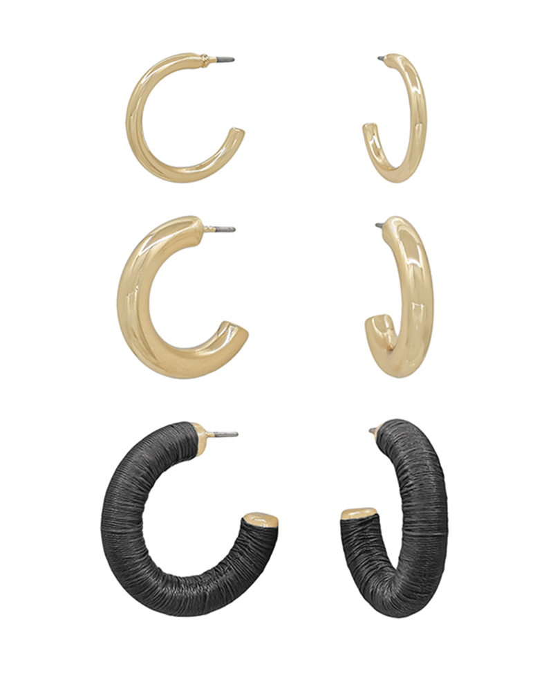 Bold Metal Thread 3 Set Hoop Earring