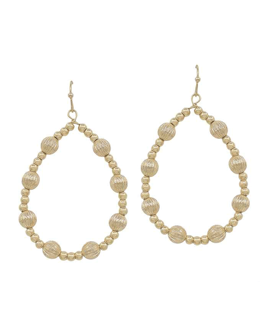 CCB & Texture Ball Teardrop Earring - 1.8"