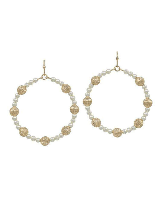 Pearl & Texture Ball Round Earring - 1.6"