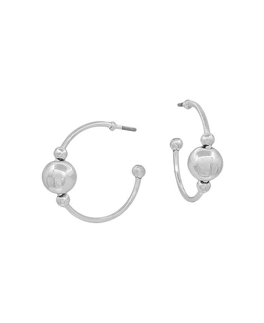 6mm Metal Ball Accent Hoop Earring - 0.8"