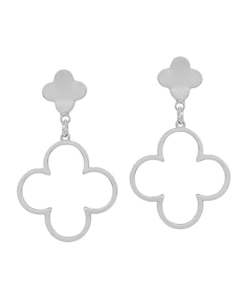 Double Clover Metal Post Earring - 1.2"