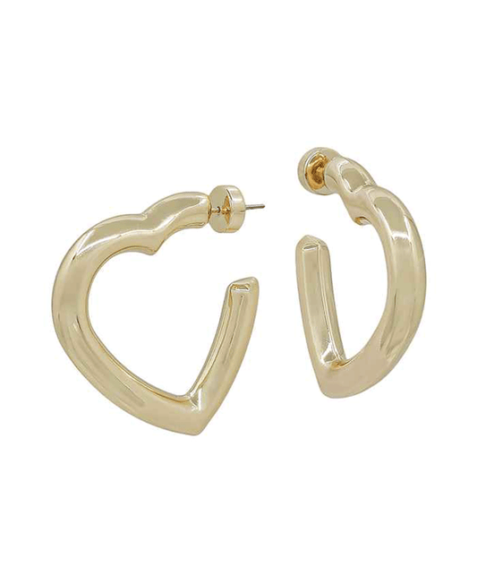 Heart Metal Hoop Earring - 1.8"