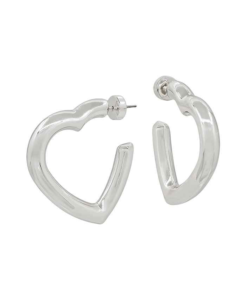 Heart Metal Hoop Earring - 1.8"