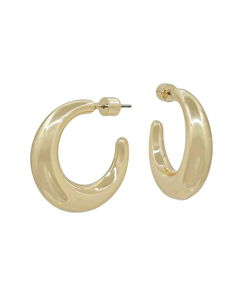 Round Metal Hoop Earring - 1.1"