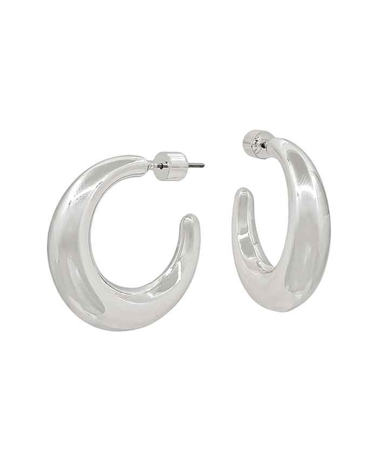 Round Metal Hoop Earring - 1.1"