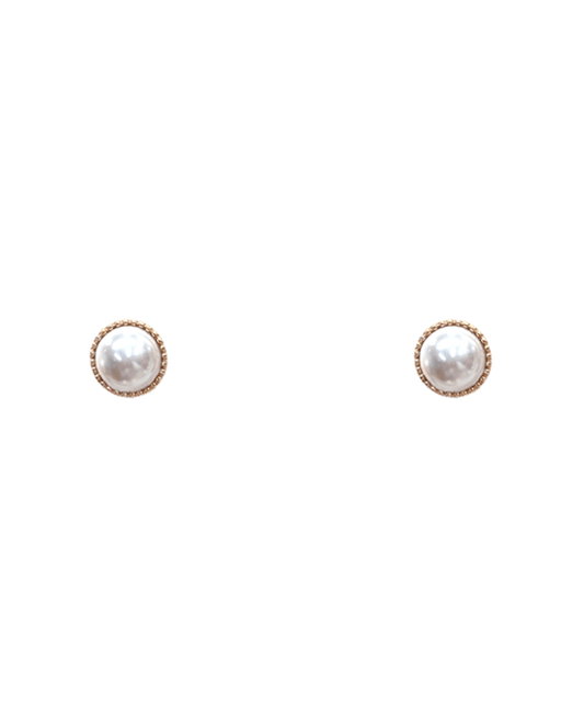 Glass Pearl Stud Earring - 0.45"