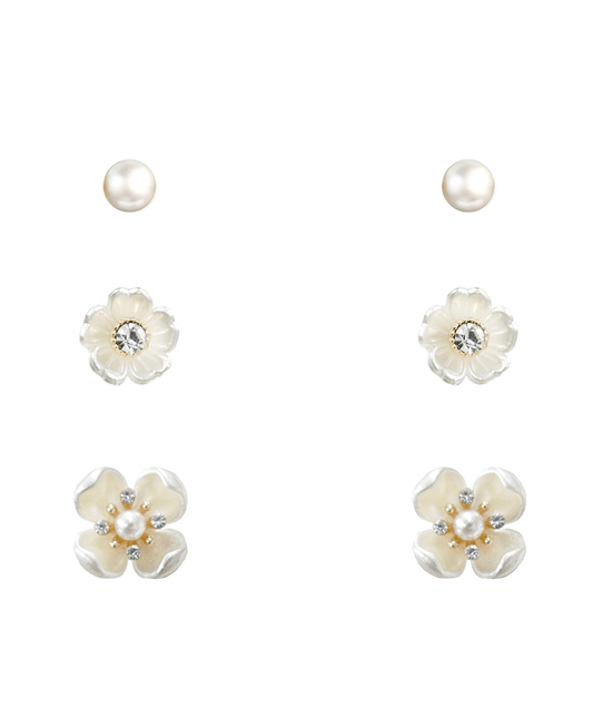 Acrylic Pearl 3 Pair Earring Set