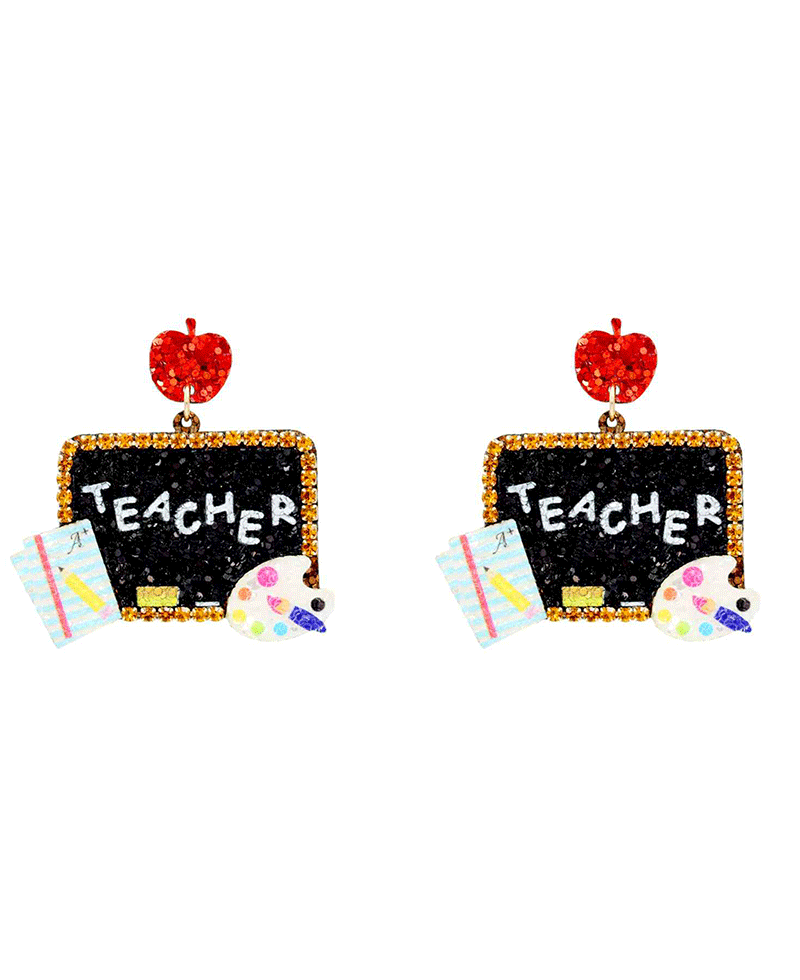 Teach Black Board Earring - 1.9"