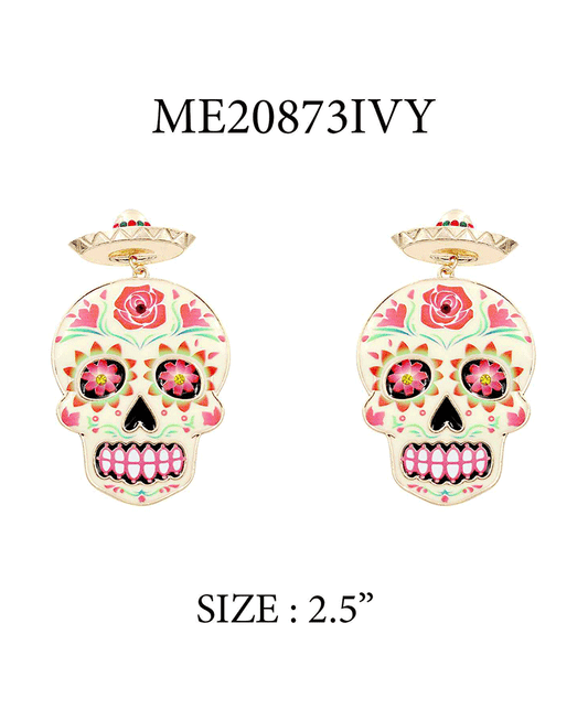 Halloween Sugar Skull Earring