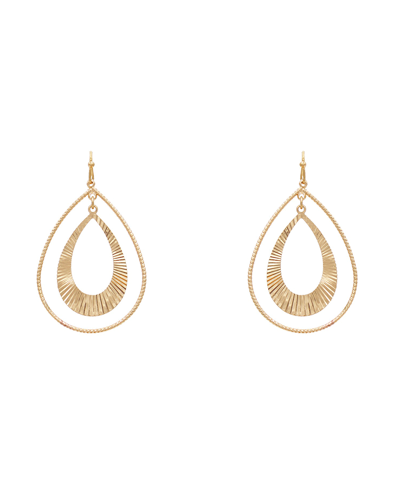 Double Teardrop Brass Earring - 2.2"