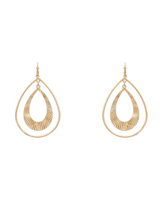 Double Teardrop Brass Earring - 2.2"