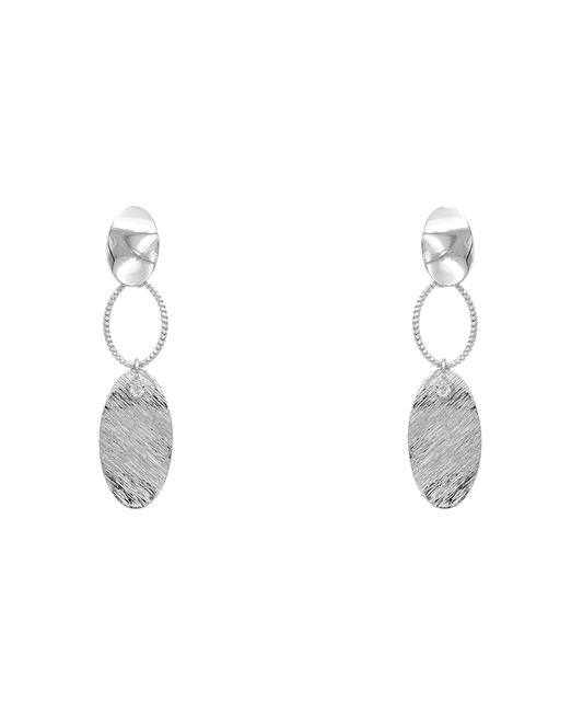 Textured Oval Drop Brass Earring