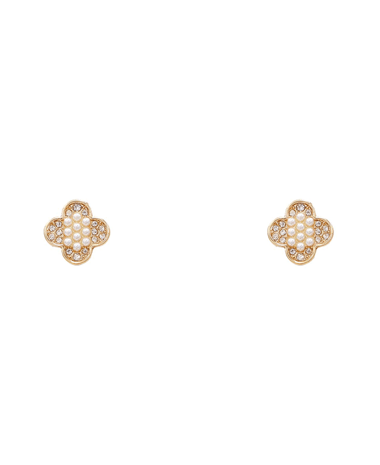 Pave Four Leaf Clover Earring - 0.6"