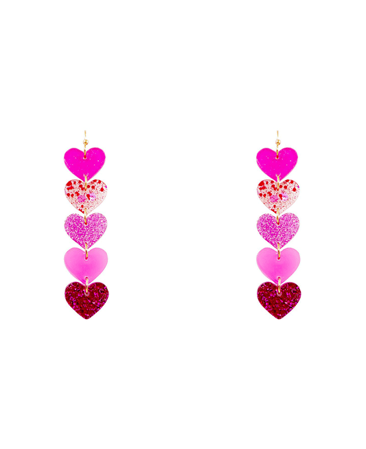 Heart Drop Acrylic Earring - 2.6"