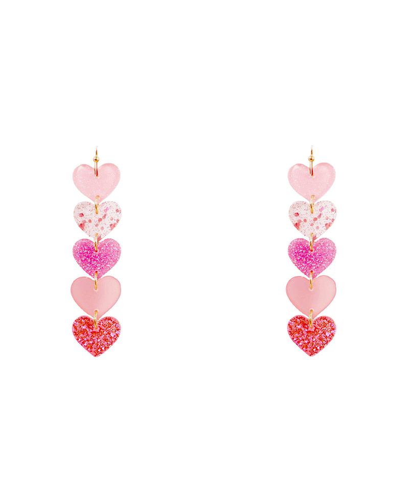 Heart Drop Acrylic Earring - 2.6"