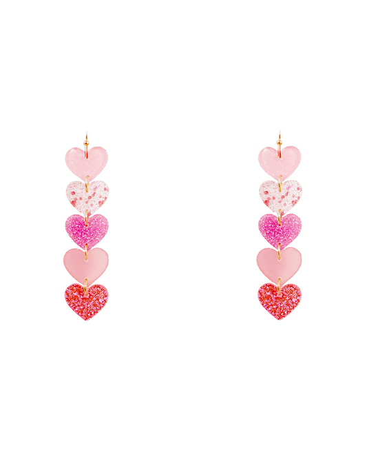 Heart Drop Acrylic Earring - 2.6"