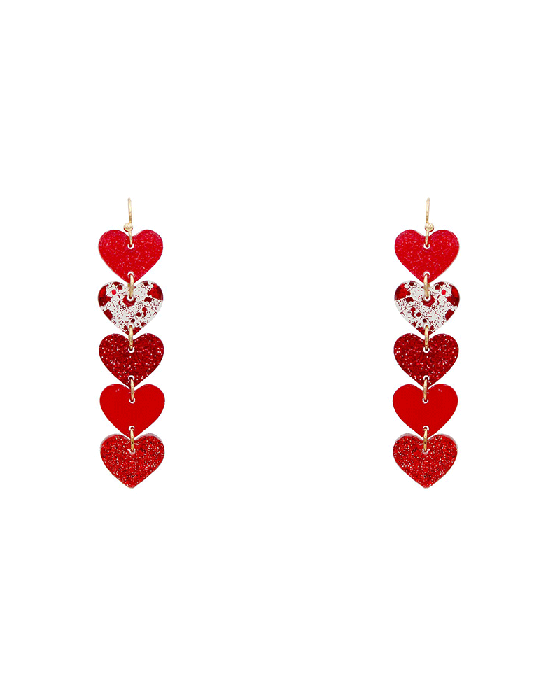 Heart Drop Acrylic Earring - 2.6"