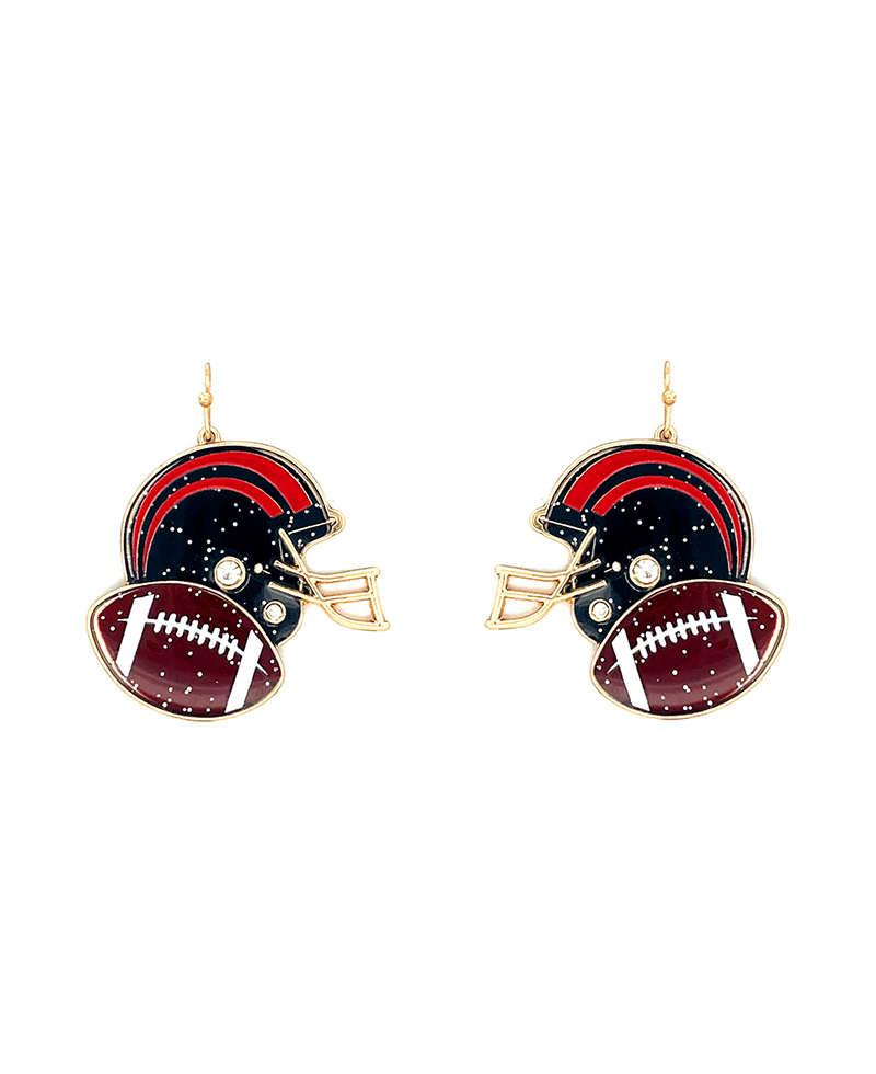 Football Helmel Enamel Earring - 2.0"