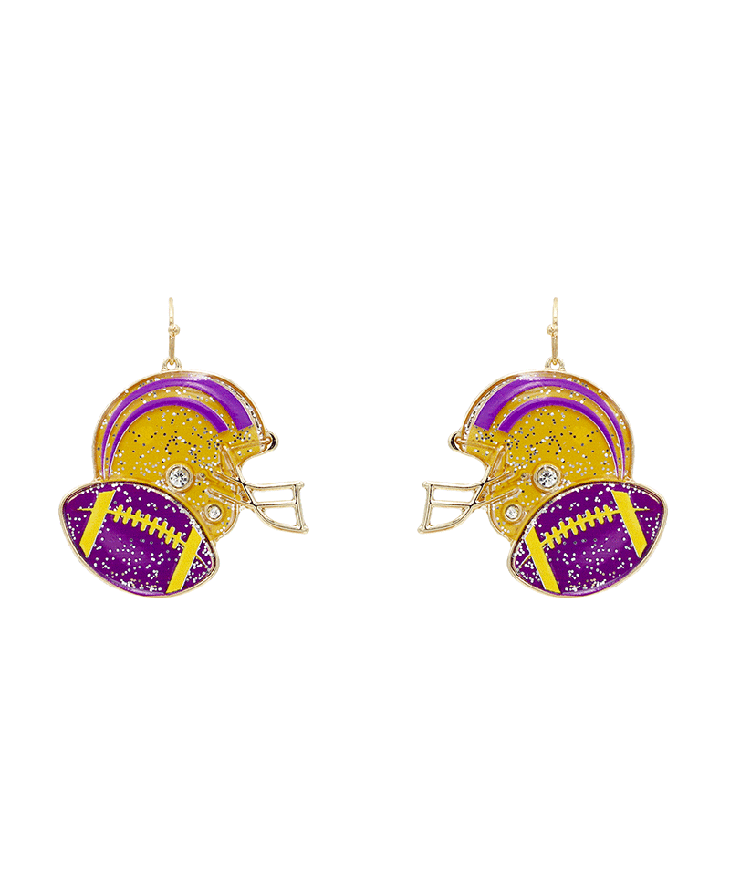 Football Helmel Enamel Earring - 2.0"