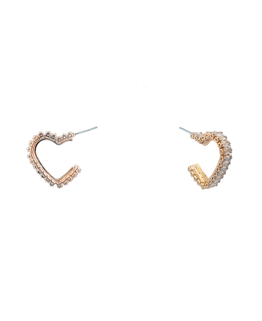 Brass Heart w/ Cubic Hoop Earring - 1.0"