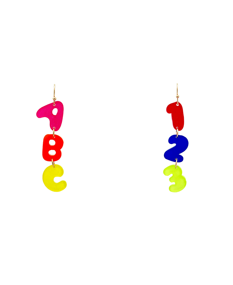 ABC & 123 Letter Earring - 2.25"