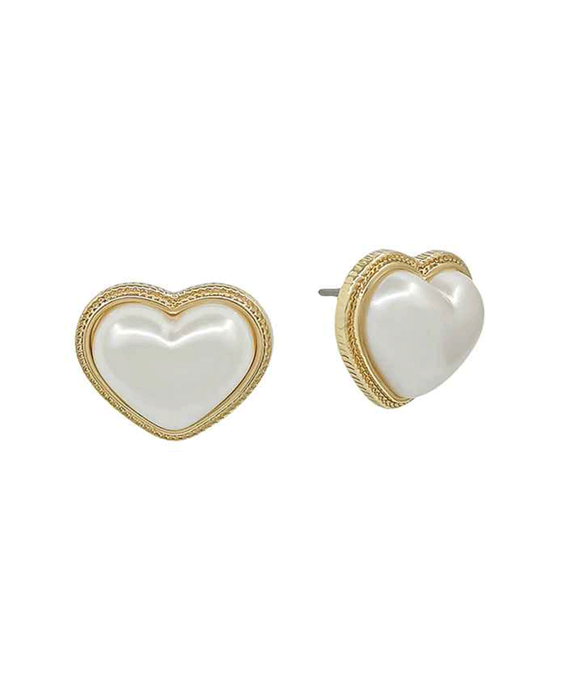 Pearl Heart Post Earring