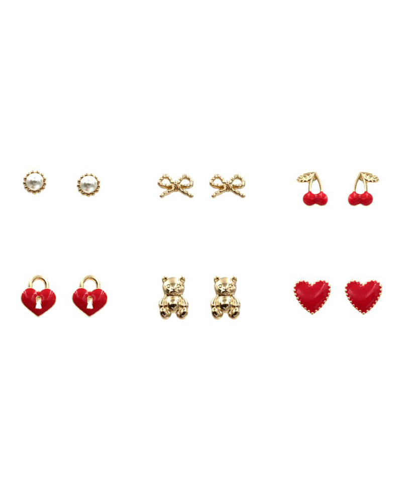 Valentine Day 6 Pair Earring Set