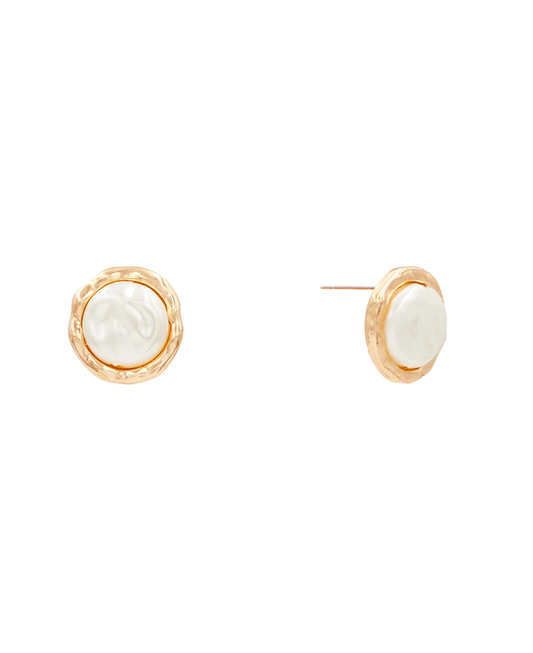 Organic Circle Pearl Stud Earring - 9.6"