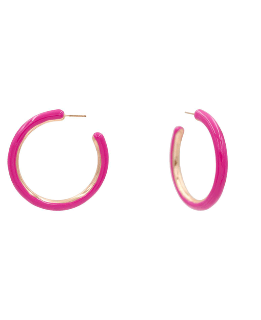 Enamel CCB Hoop Earring - 1.9"