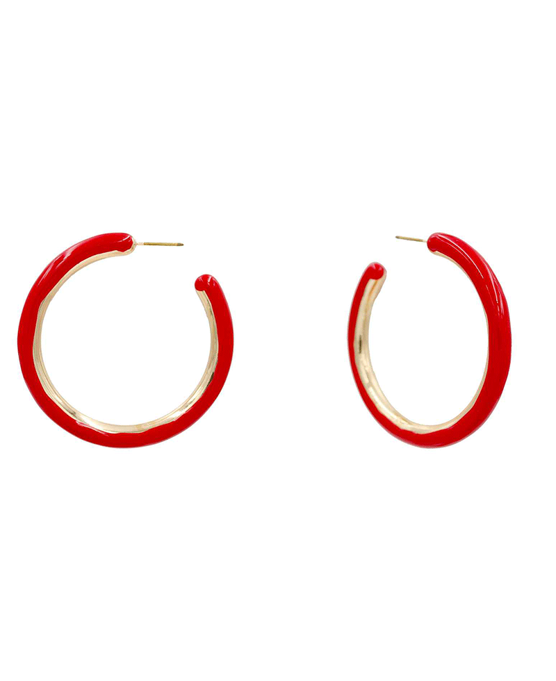 Enamel CCB Hoop Earring - 1.9"