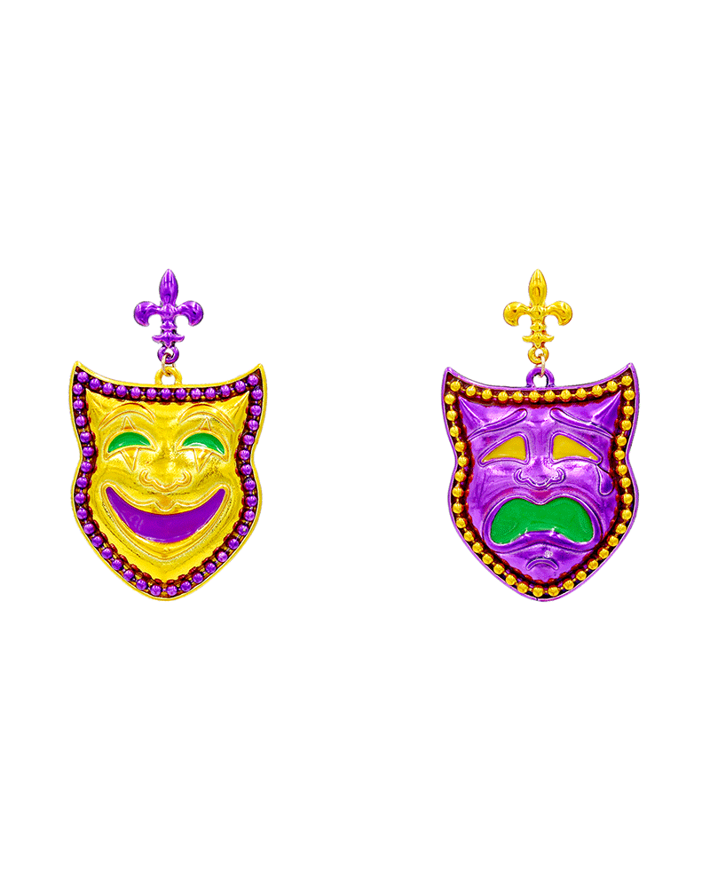 Mardi Gras Mask Earring - 2.25"