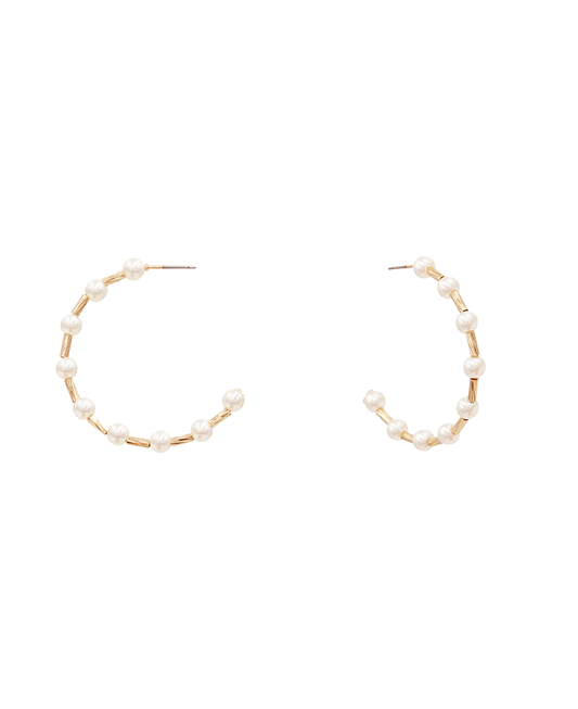 Small Pearl Hoop Earring - 1.5"