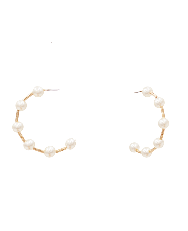 Pearl Hoop Earring - 1.75"