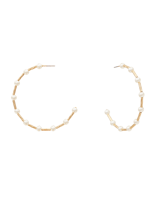 Small Pearl Hoop Earring - 2.0"