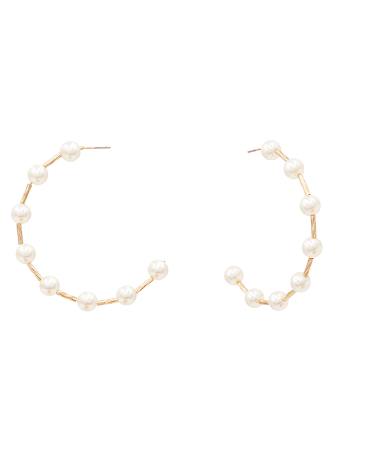 Pearl Hoop Earring - 2.25"