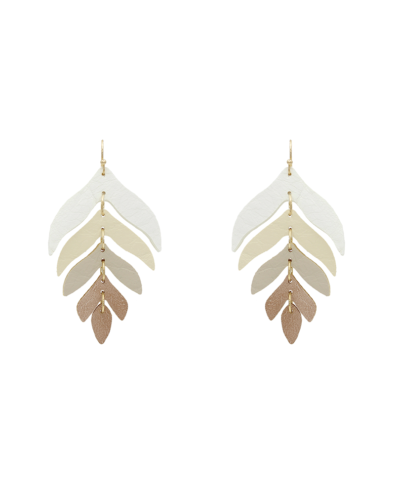 Leather Leaf Shape Earring - 2.75"