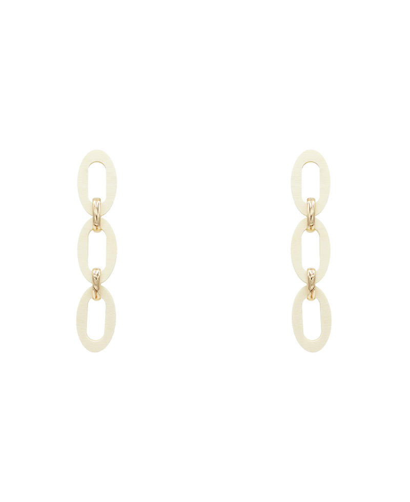 Linked Oval Wood Drop Earring - 2.4"