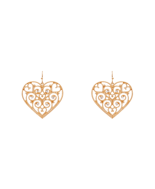 Heart Filigree Earring - 1.75"